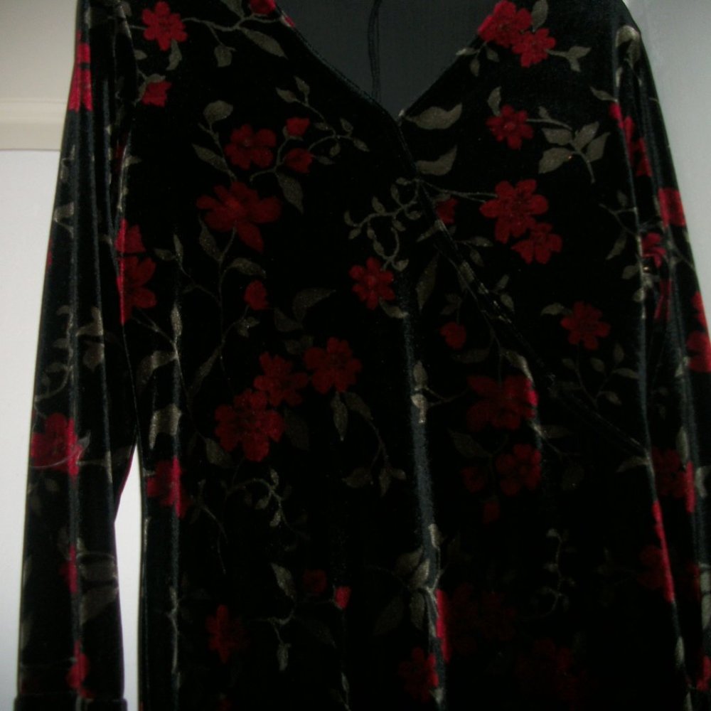 ROMANCE ROSES VINTAGE STRETCH VELVETEEN ROSES STEAMPUNK DRESS M
